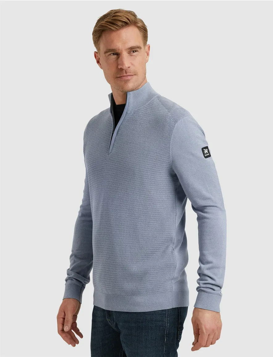 Vanguard half zip trui lichtblauw katoen en modal