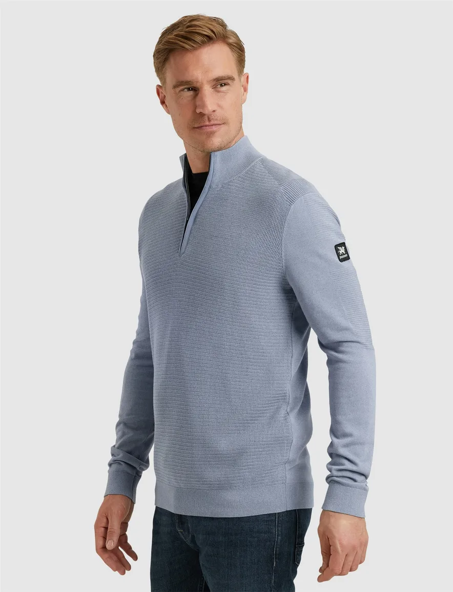 Vanguard half zip trui lichtblauw katoen normale fit