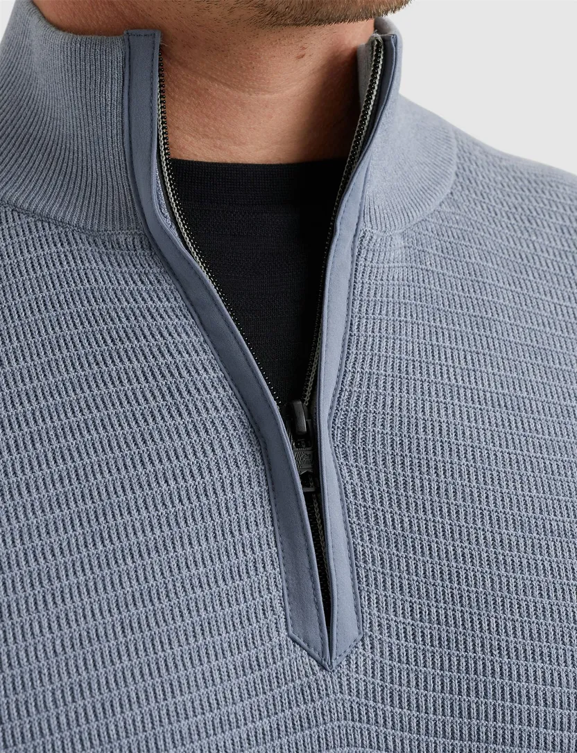 Vanguard half zip katoenen trui lichtblauw normale fit
