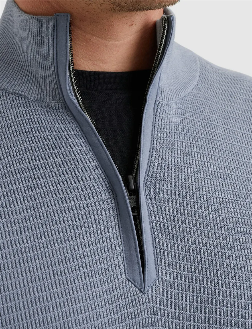 Vanguard half zip trui lichtblauw katoen en modal