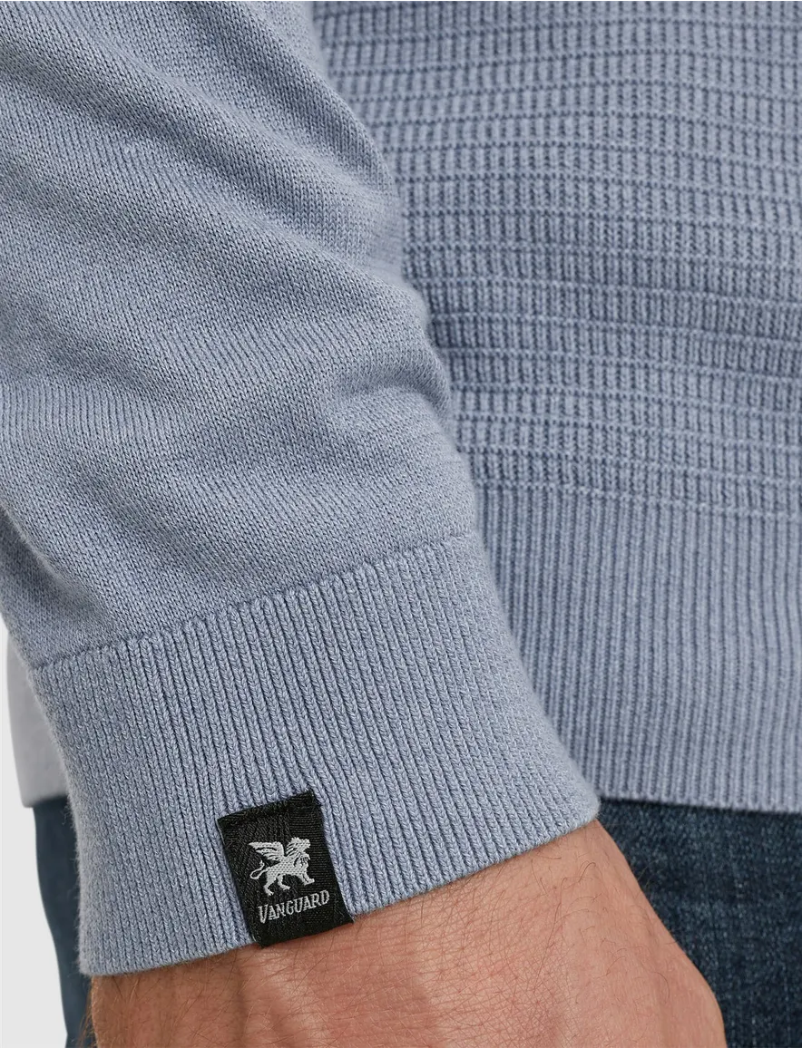 Vanguard half zip trui lichtblauw katoen en modal