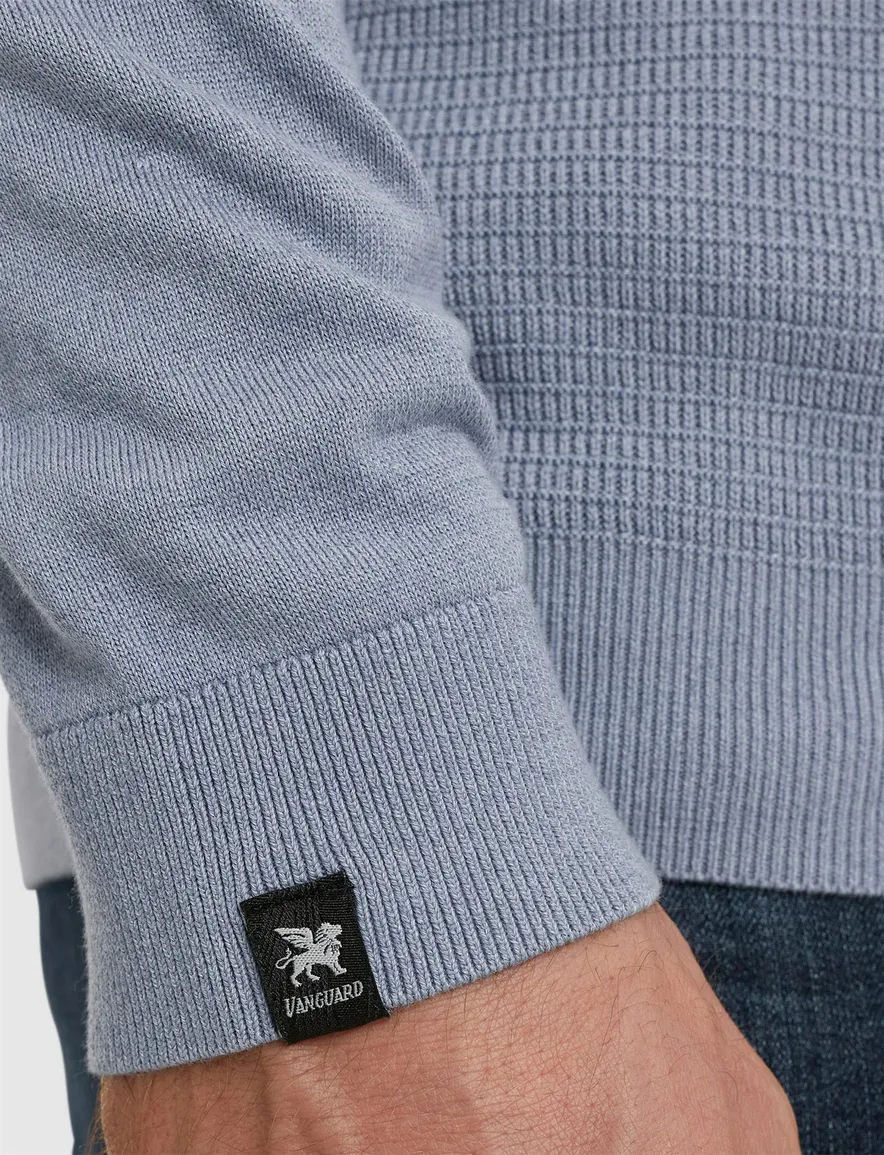 Vanguard half zip trui lichtblauw katoen normale fit