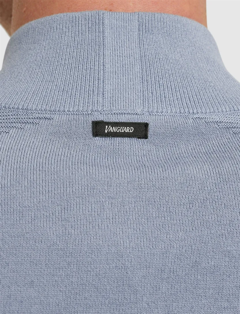 Vanguard half zip katoenen trui lichtblauw normale fit