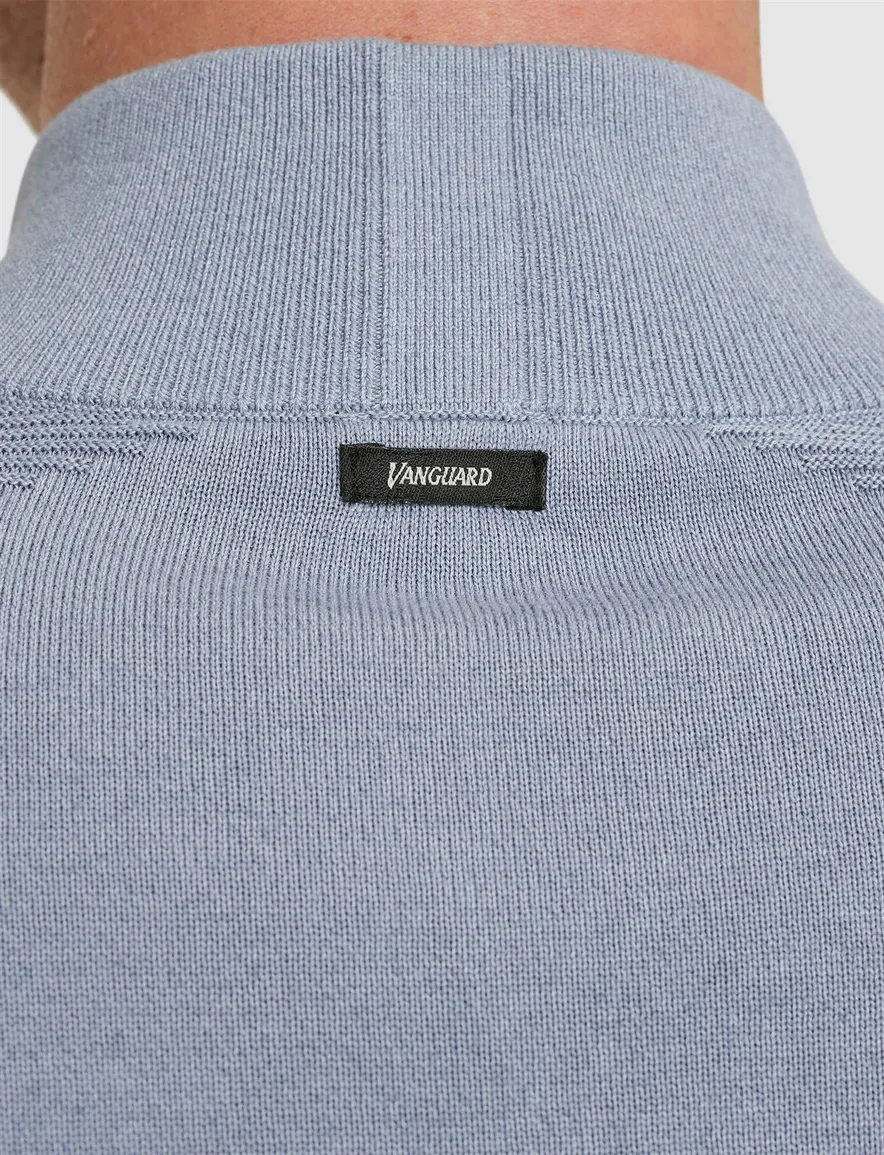 Vanguard half zip trui lichtblauw katoen en modal