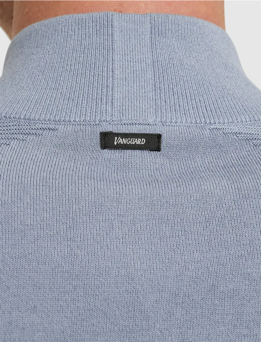 Vanguard half zip trui lichtblauw katoen en modal