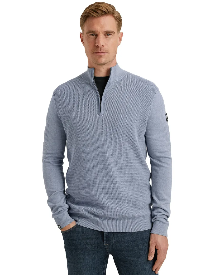 Vanguard half zip trui lichtblauw katoen normale fit