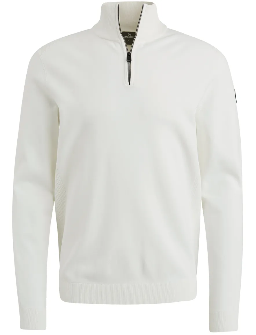 Vanguard half zip trui effen wit viscose normale fit