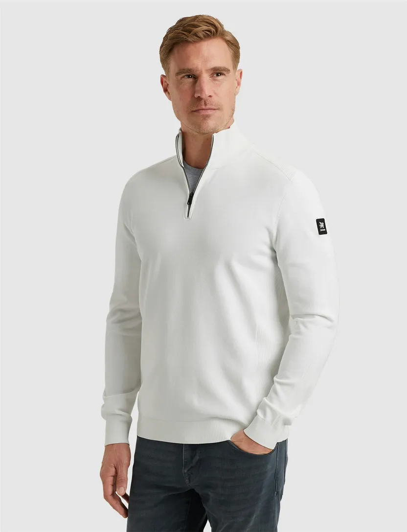Vanguard hallf zip trui effen wit viscose normale fit