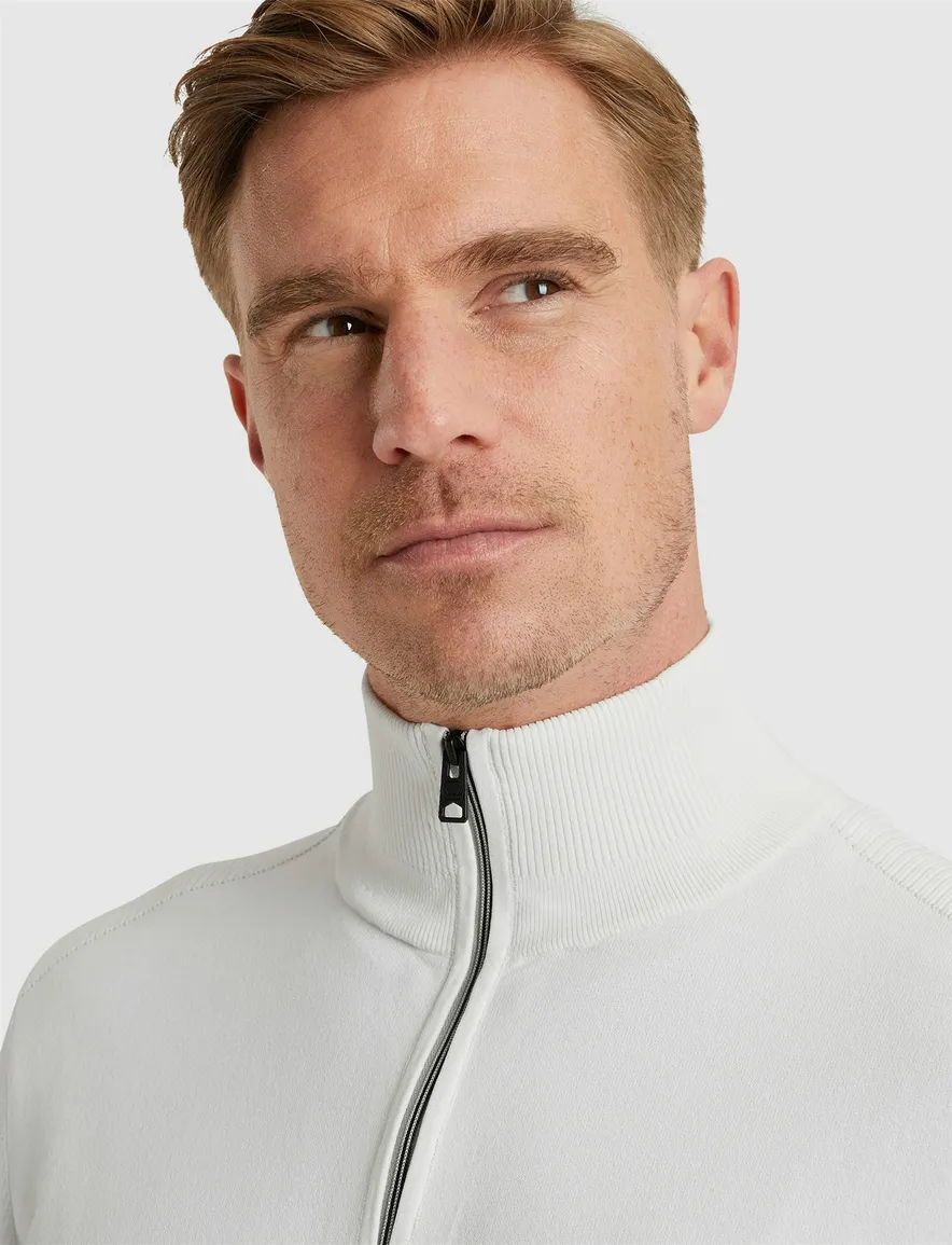 Vanguard hallf zip trui wit viscose blend