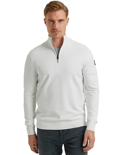 Vanguard Vanguard half zip trui effen wit viscose normale fit