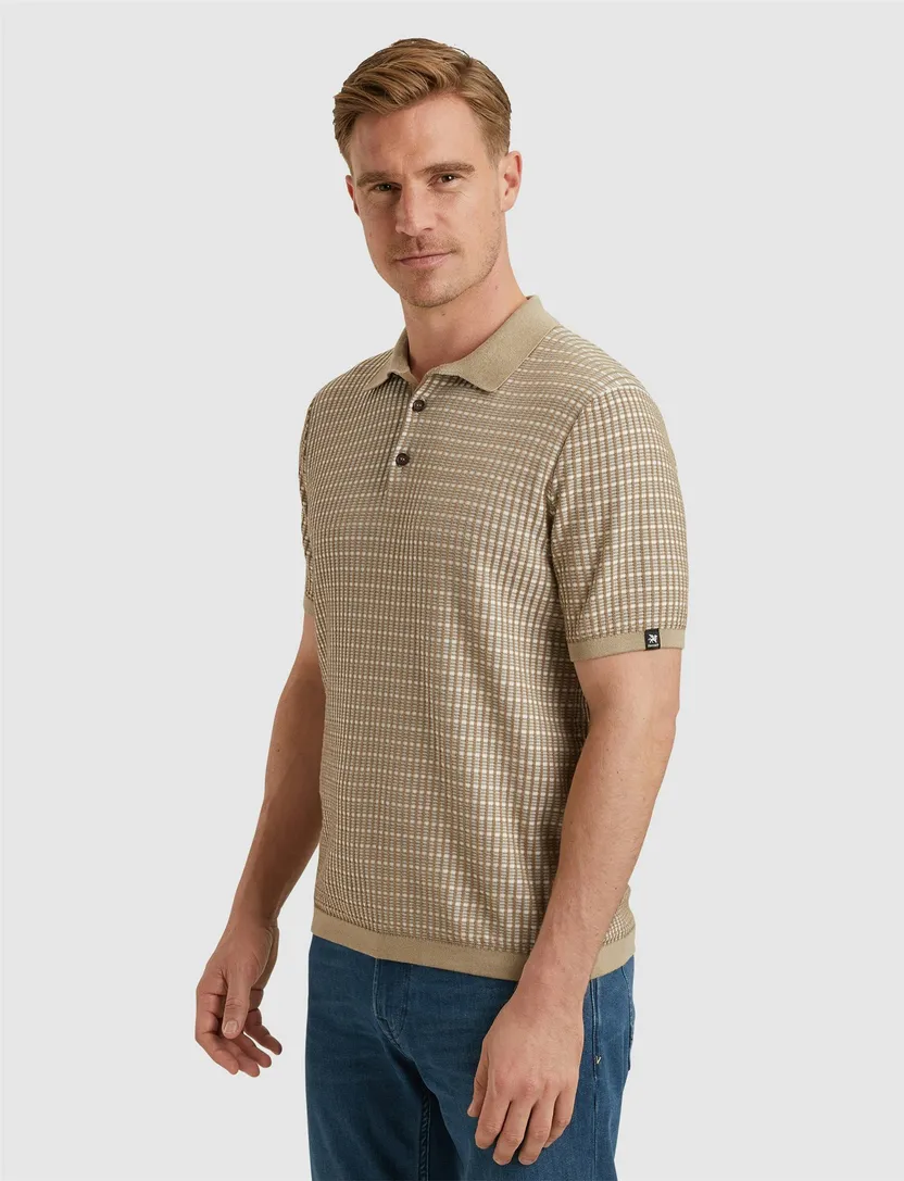 Vanguard polo gebreid bruin katoen normale fit