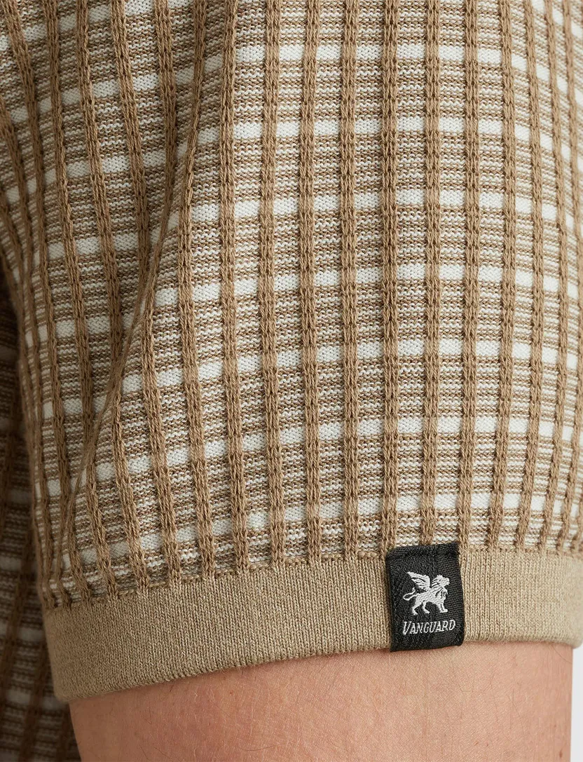 Vanguard polo gebreid bruin katoen normale fit