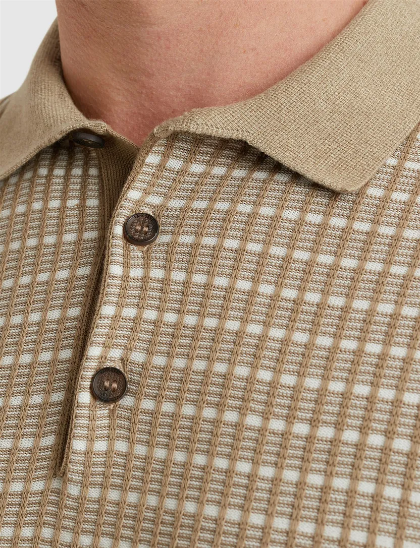 Vanguard polo gebreid bruin katoen normale fit
