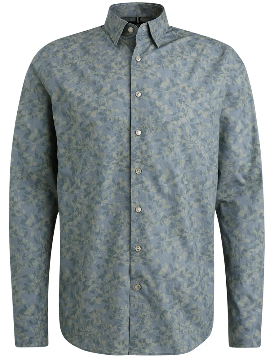 Vanguard overhemd blauw bladmotief
