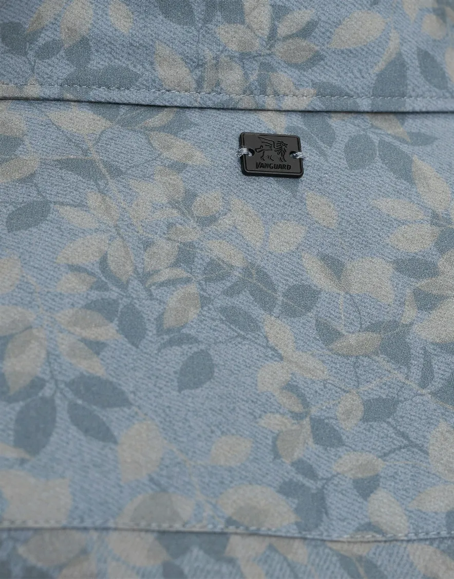 Vanguard overhemd blauw bladmotief