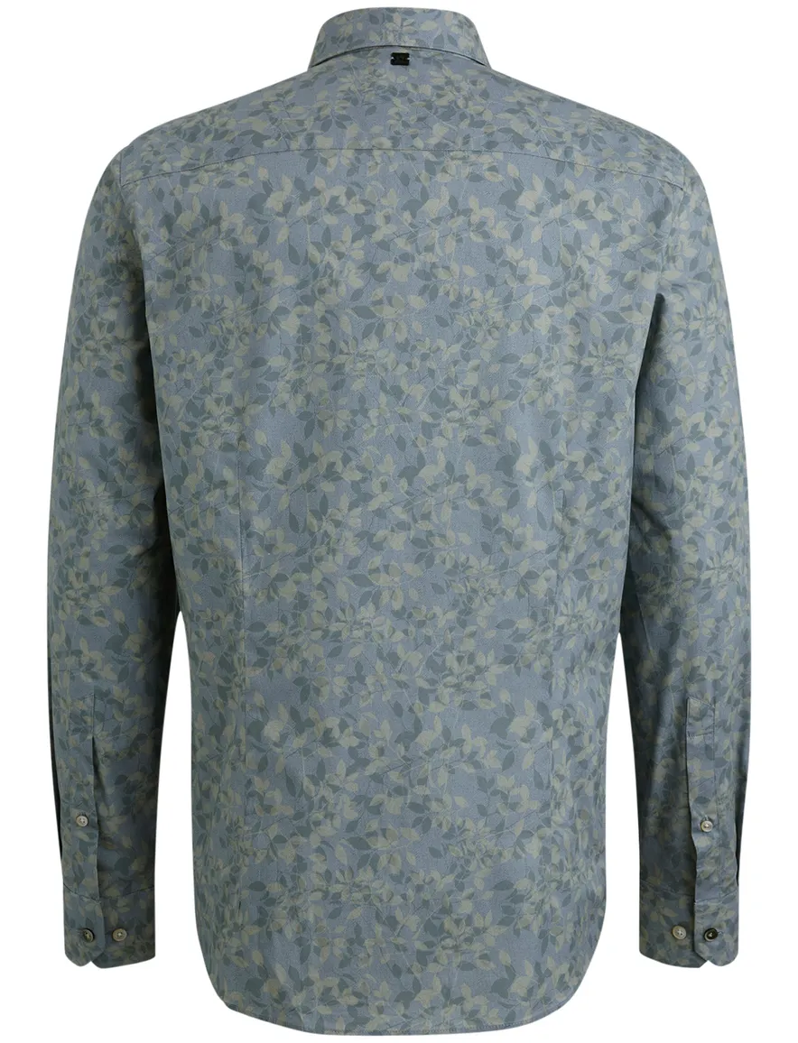 Vanguard overhemd blauw bladmotief geprint