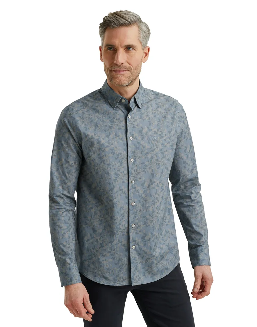 Vanguard overhemd blauw bladmotief