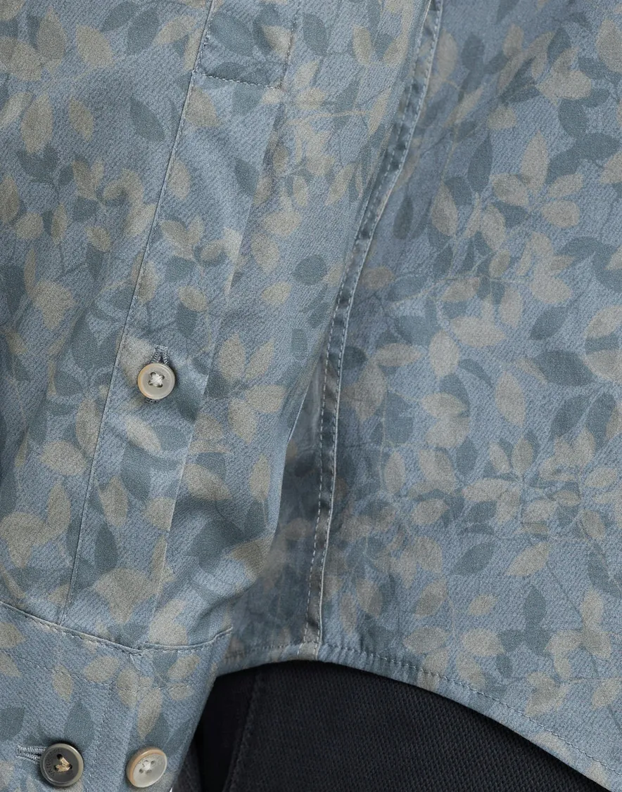 Vanguard overhemd blauw bladmotief