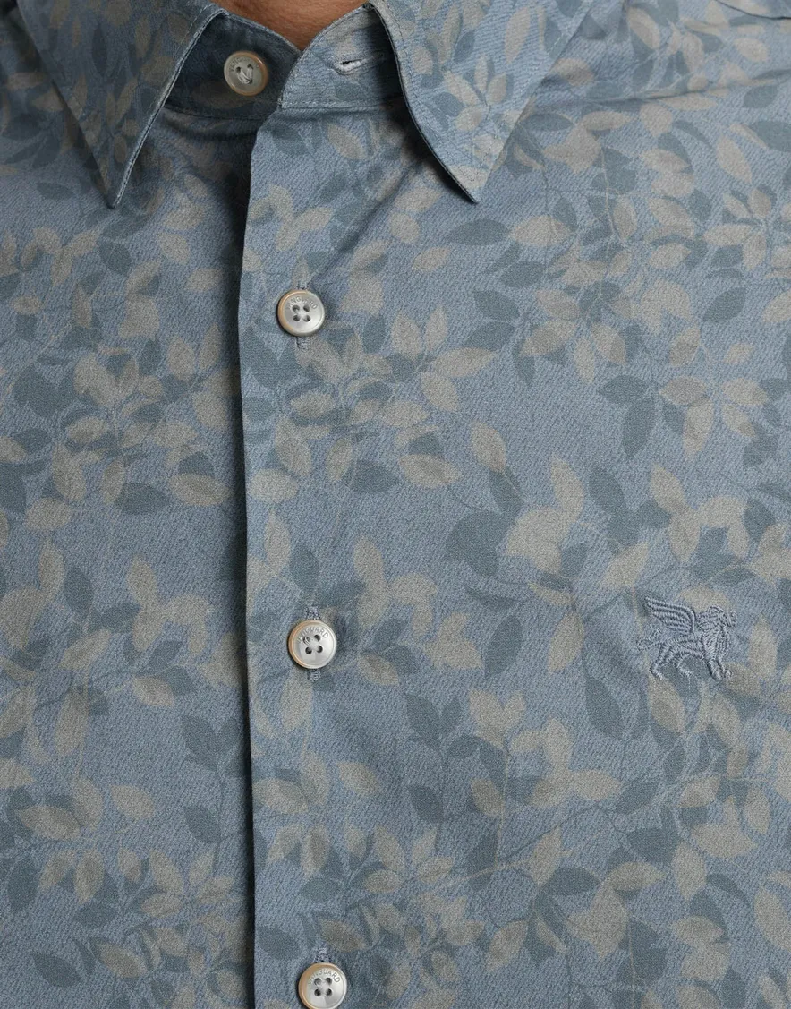 Vanguard overhemd blauw bladmotief