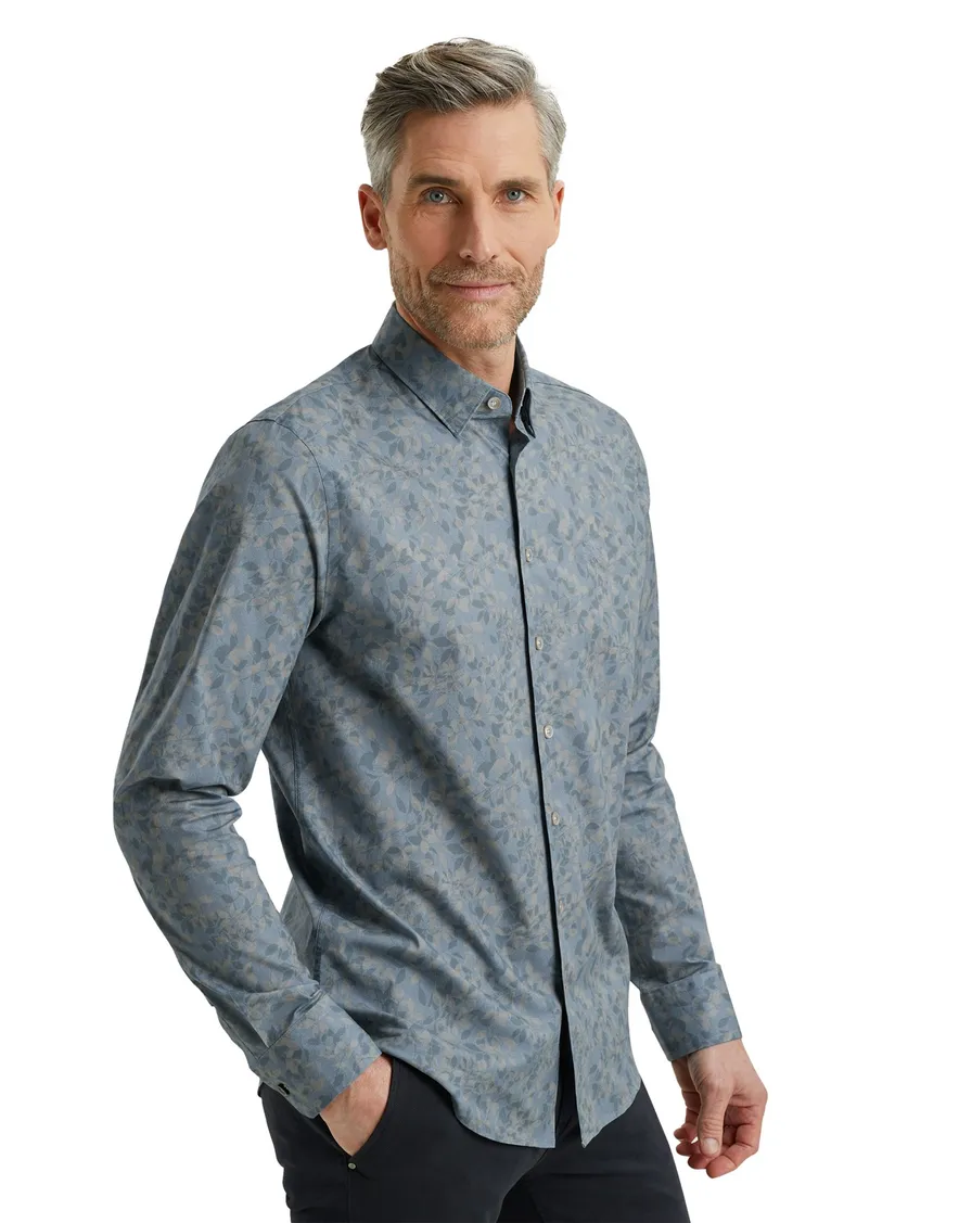 Vanguard overhemd blauw bladmotief