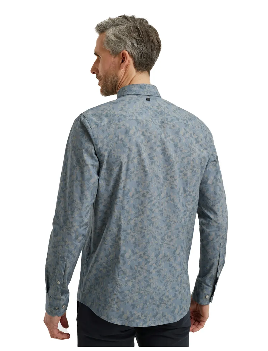 Vanguard overhemd blauw bladmotief geprint
