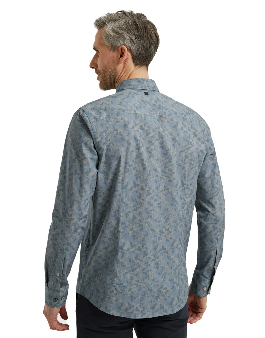 Vanguard overhemd blauw bladmotief
