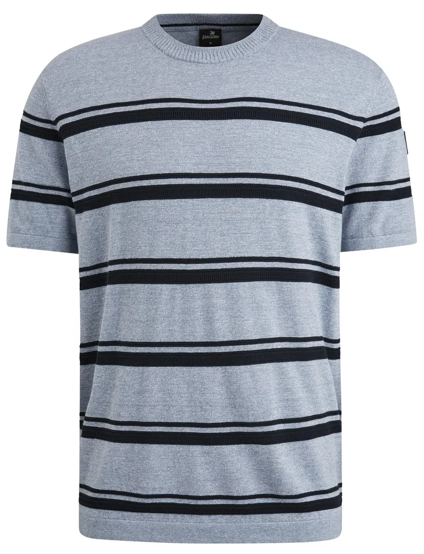 Vanguard T-shirt gestreept blauw katoen