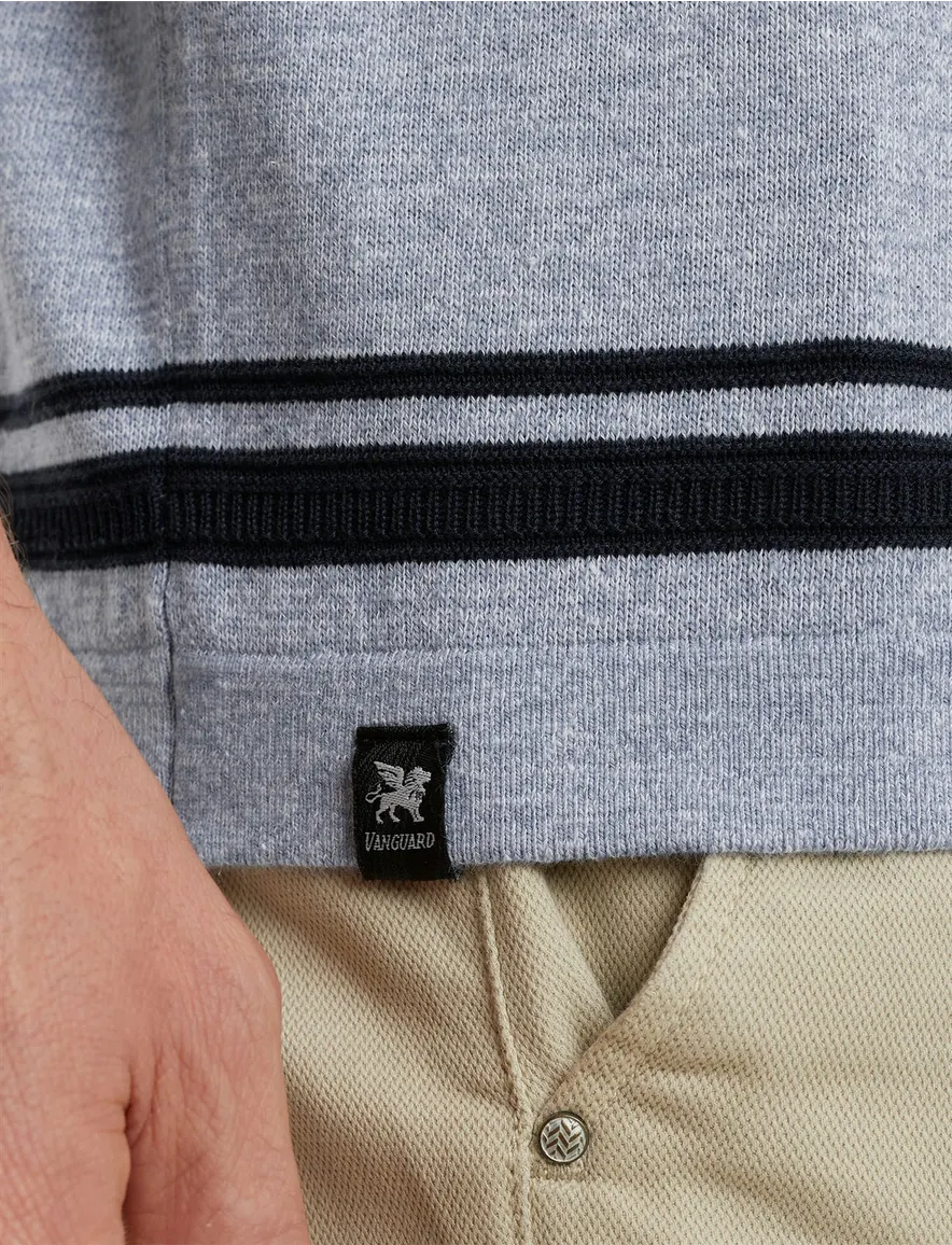 Vanguard T-shirt gestreept blauw Cotton Linen Blend