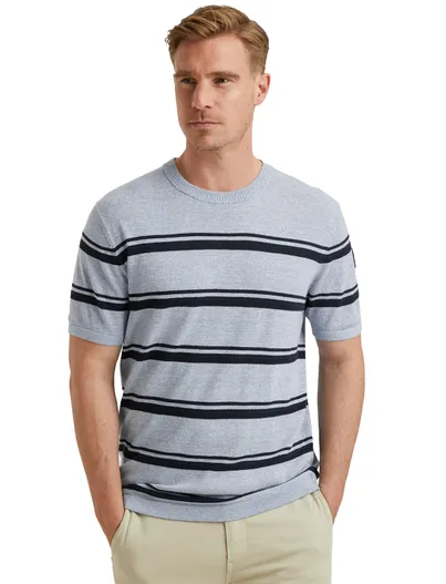 Vanguard Vanguard T-shirt gestreept blauw katoen normale fit