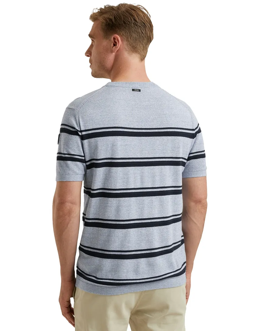 Vanguard T-shirt gestreept blauw katoen