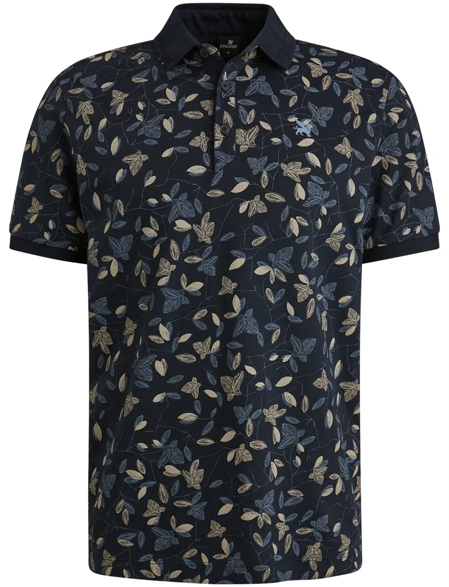 Vanguard polo korte mouw donkerblauw geprint pique