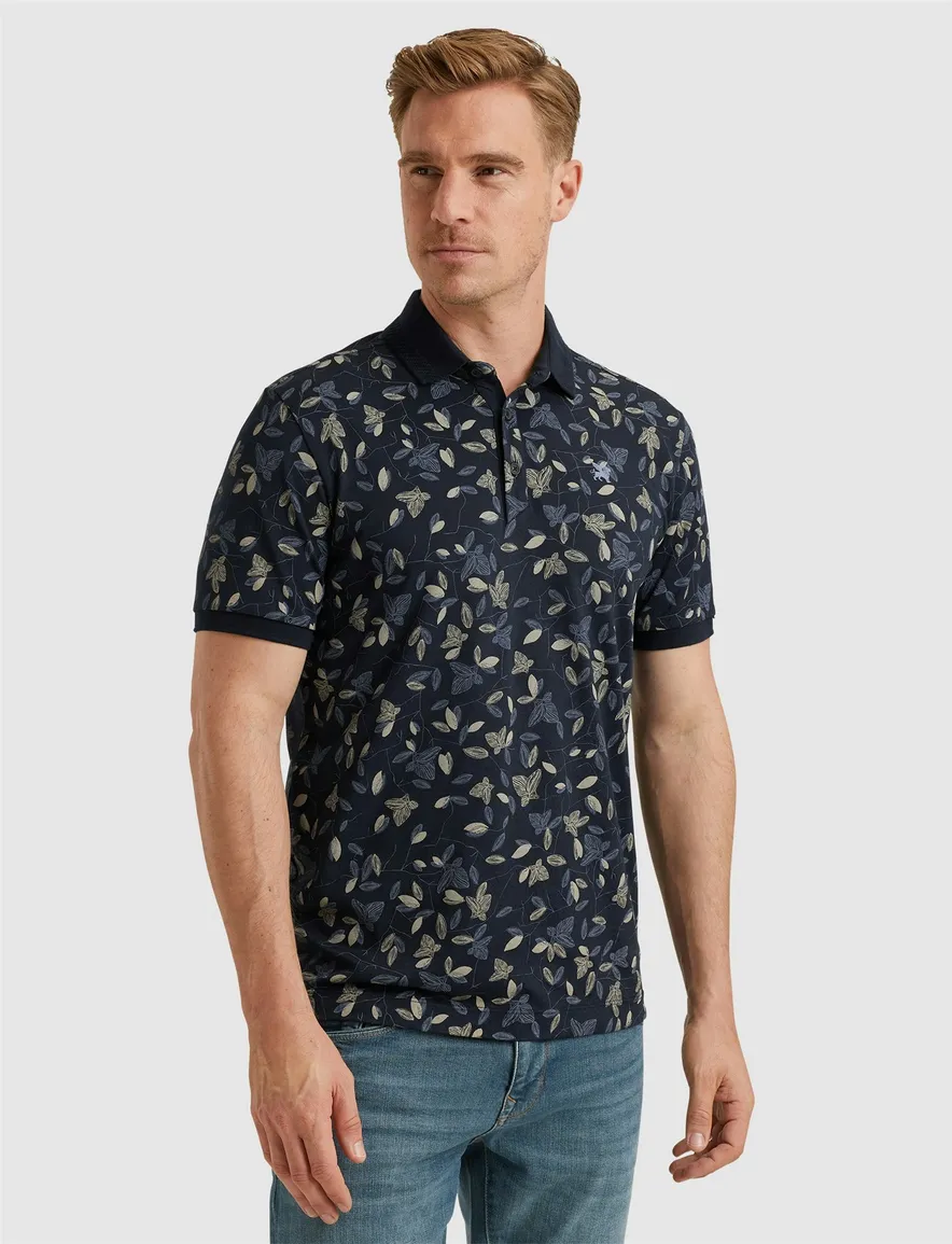 Vanguard polo korte mouw donkerblauw geprint pique