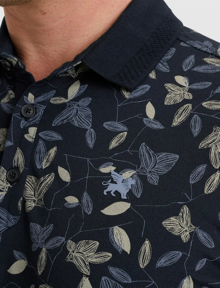Vanguard polo korte mouw donkerblauw geprint pique