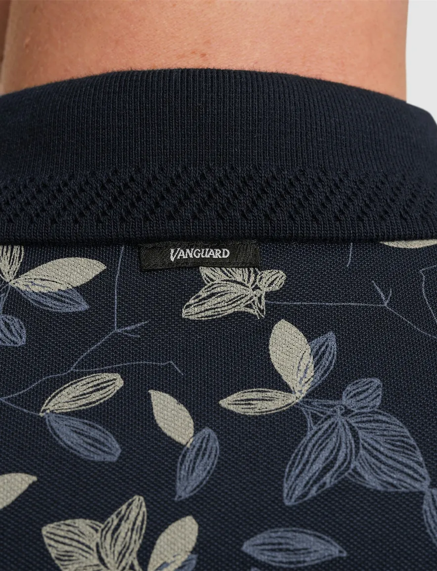 Vanguard polo korte mouw donkerblauw geprint pique