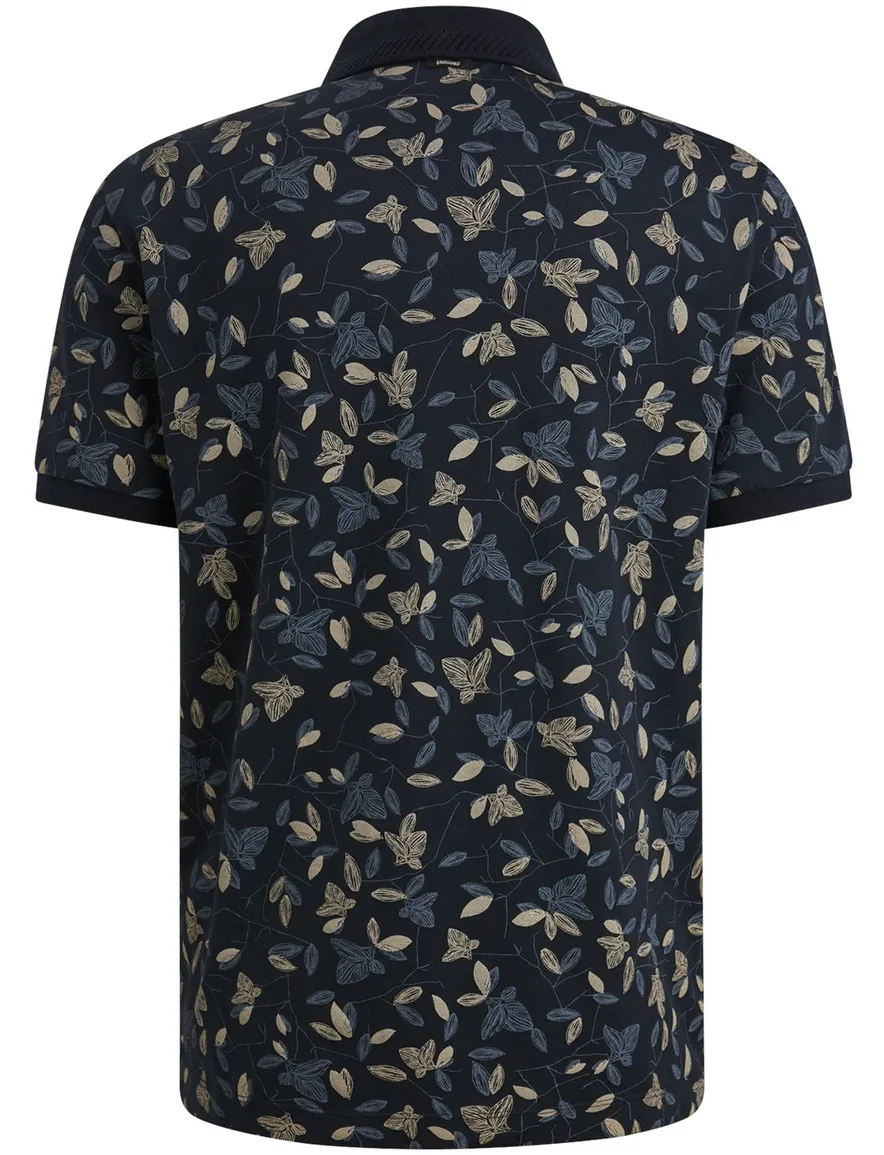Vanguard polo korte mouw donkerblauw geprint pique