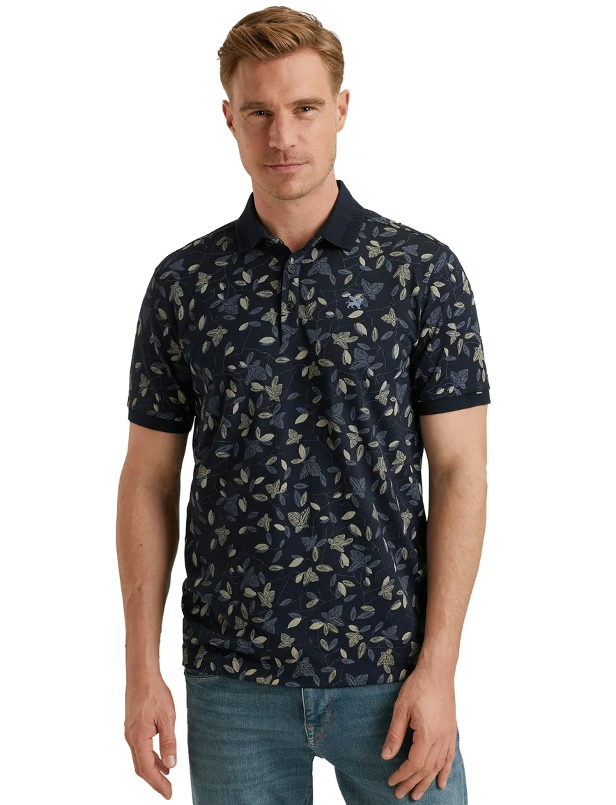 Vanguard polo korte mouw donkerblauw geprint pique