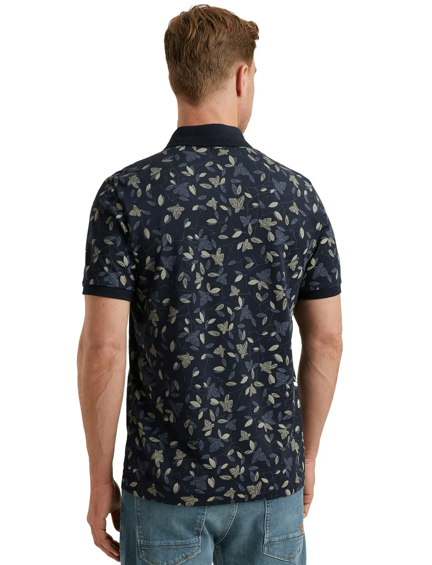 Vanguard polo korte mouw donkerblauw geprint pique