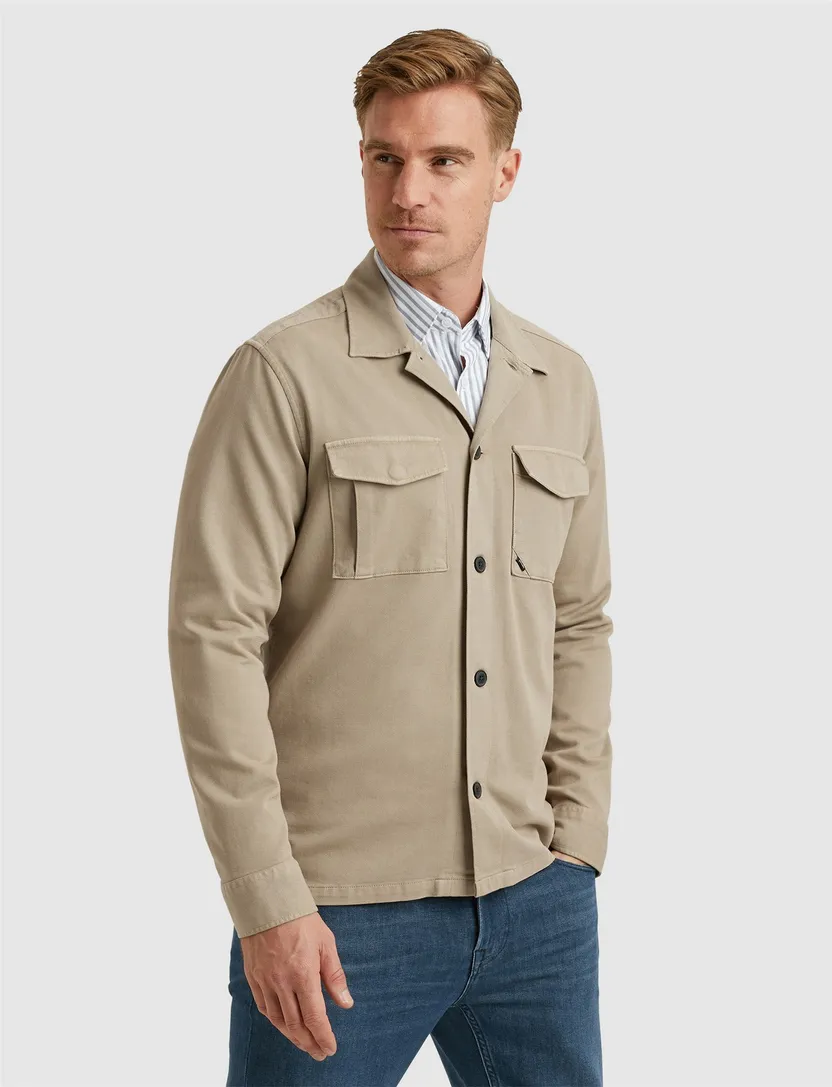 Vanguard katoenen overshirt beige effen normale fit