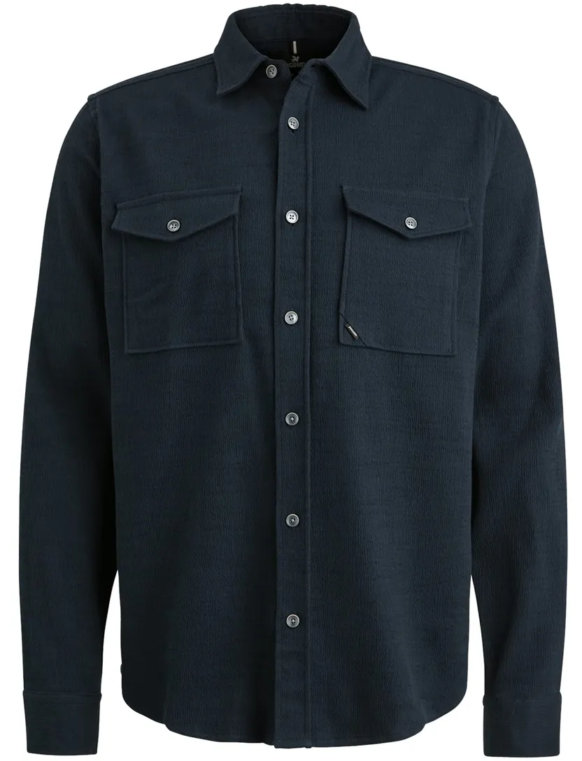 Vanguard overshirt donkerblauw effen normale fit