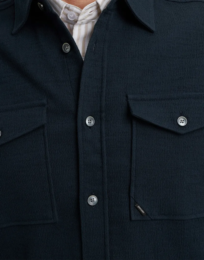 Vanguard overshirt donkerblauw effen normale fit