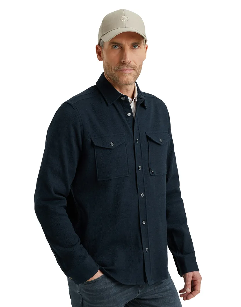 Vanguard overshirt donkerblauw effen normale fit