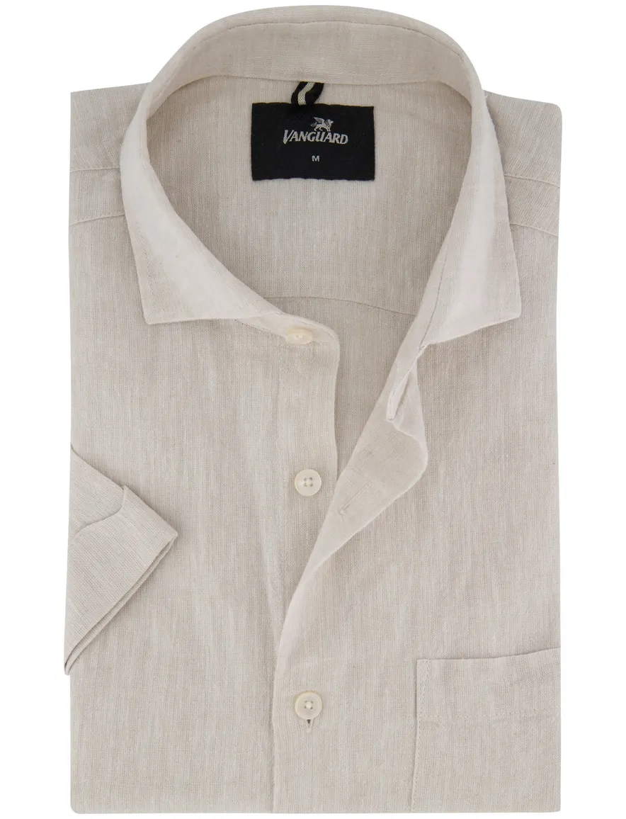 Vanguard casual overhemd korte mouw beige