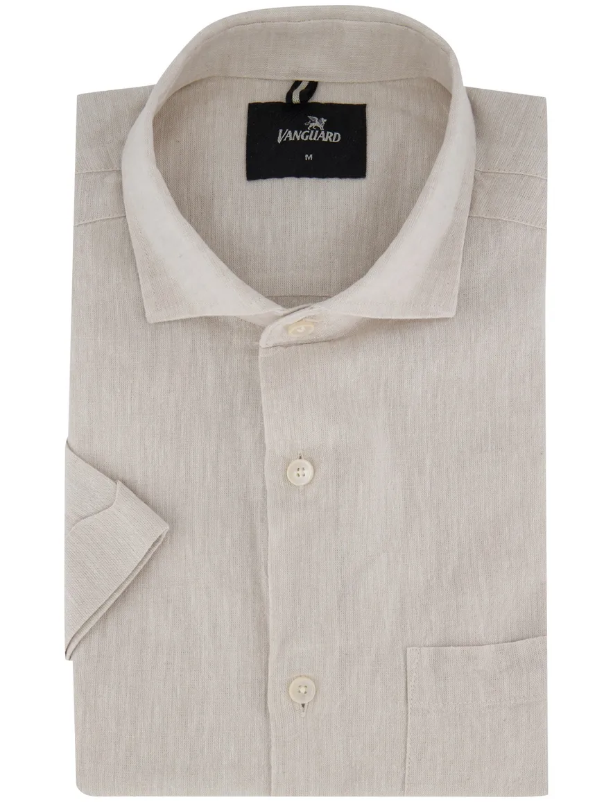 Vanguard casual overhemd korte mouw beige