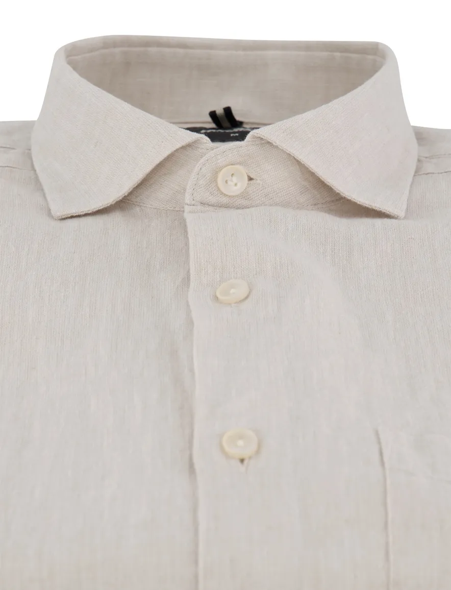 Vanguard casual overhemd korte mouw beige