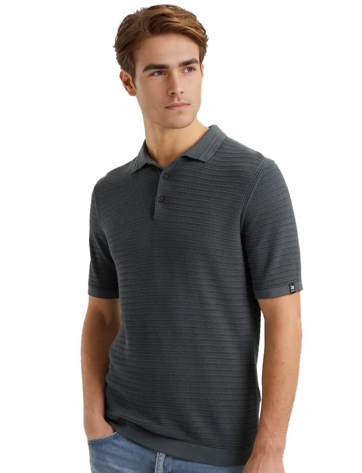 Vanguard polo grijs gebreid katoen