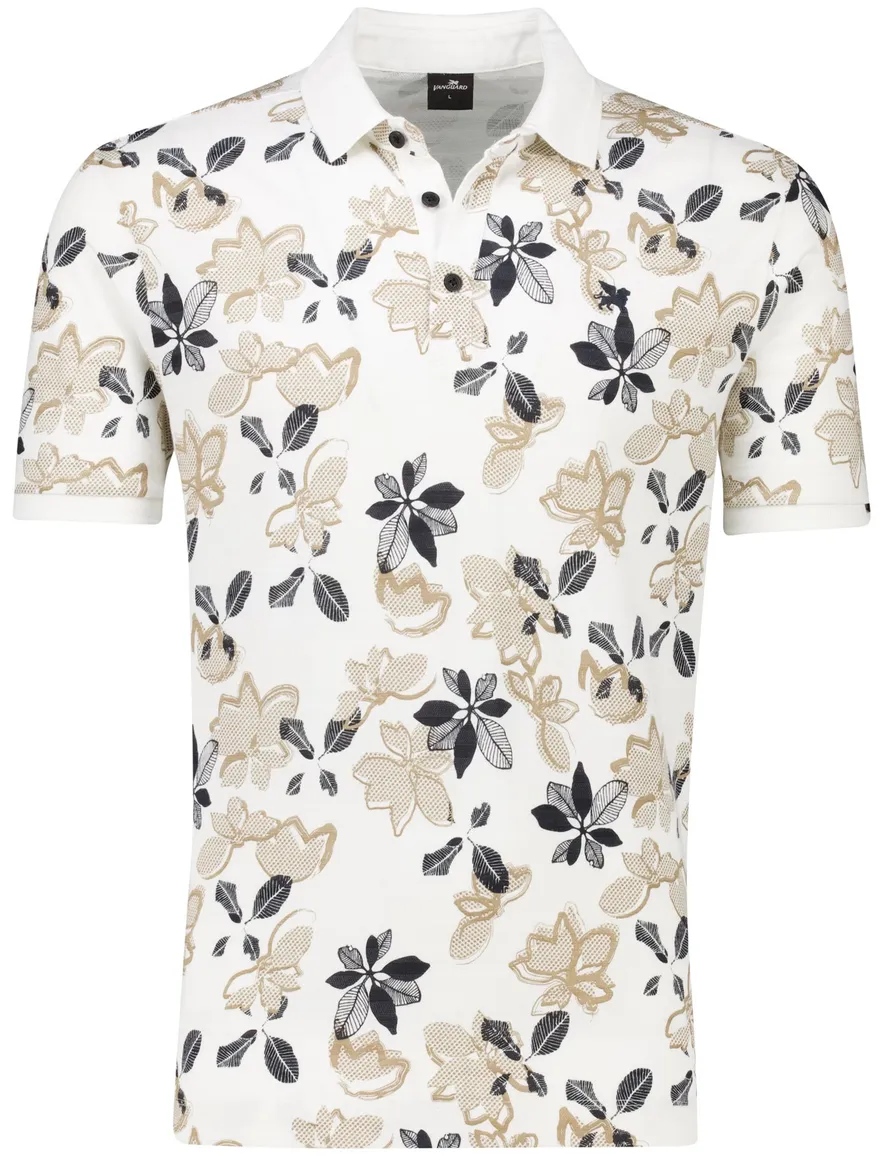 Vanguard polo beige geprint normale fit katoen