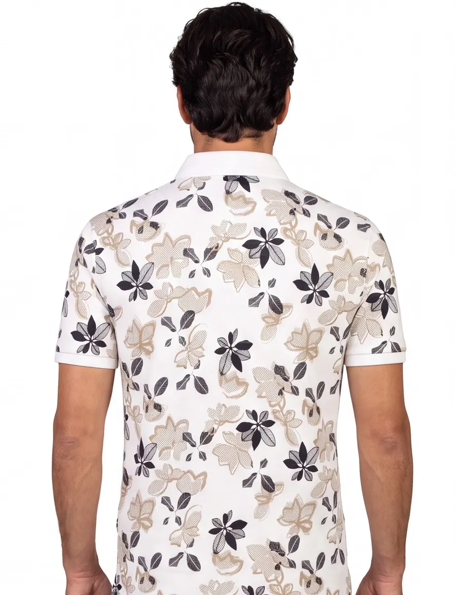 Vanguard polo beige geprint normale fit katoen