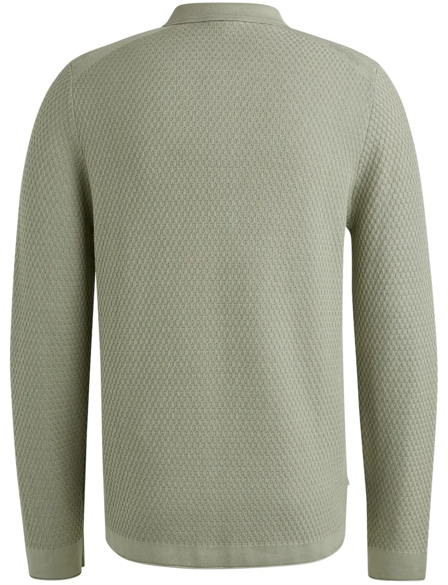 Cast Iron half zip polo gebreid effen groen slim fit