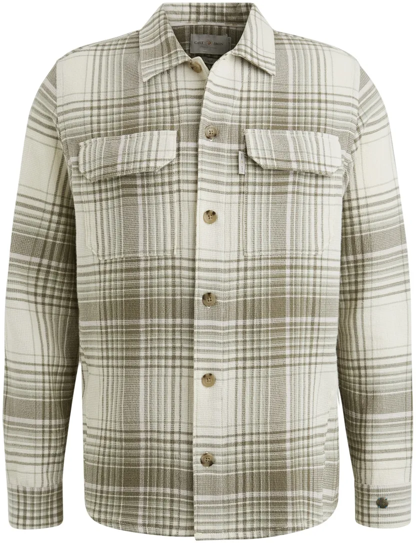 katoenen Cast Iron overshirt beige geruit normale fit