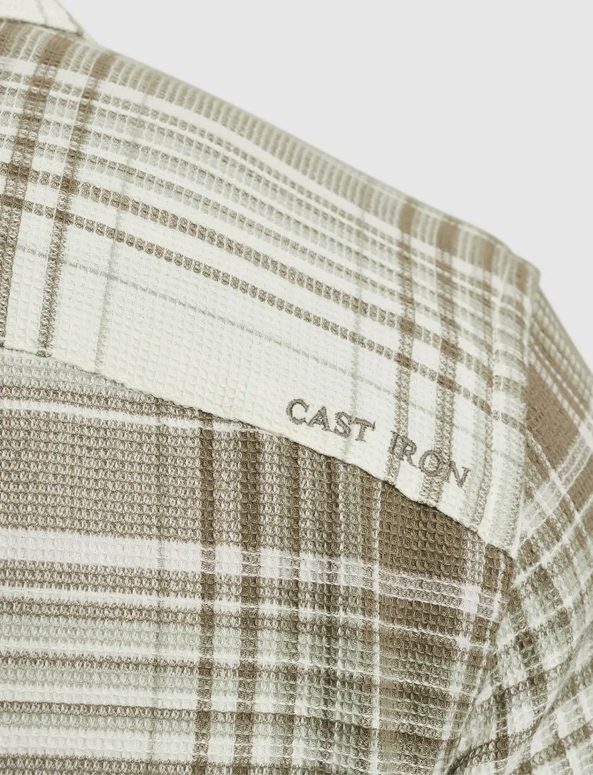 katoenen Cast Iron overshirt beige geruit normale fit